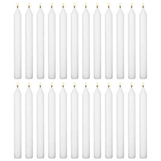 White Table Household Dinner Tapered Candles, Decorative Household Candles, 6 Hours Burning Time, 18cm / 7" Long (Pack of 24)