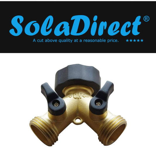 Brass Garden Hose Splitter 2-Way Y Hose Connector Adaptor with Valves