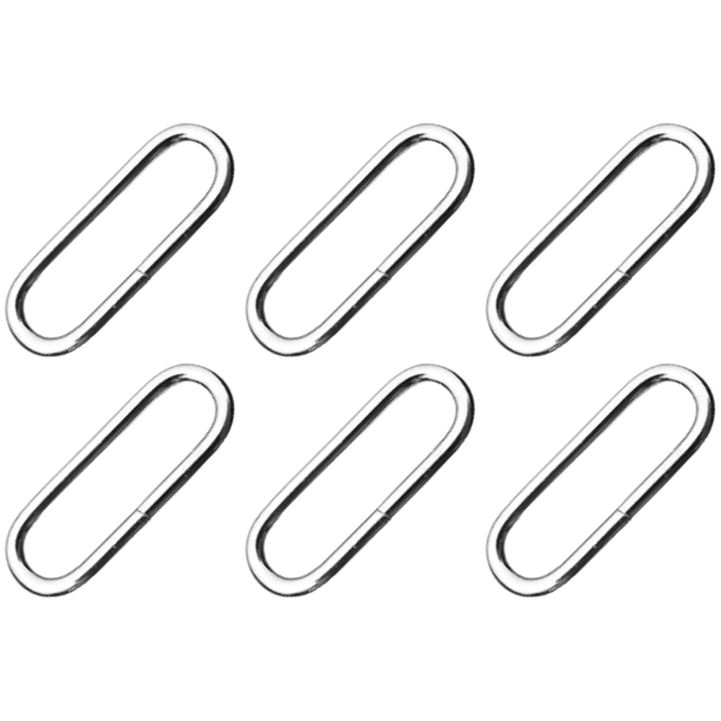 6 Pcs Buckles Set for 25 mm / 1" Webbing Strap, 6 x Oval Loops, Metal, Silver, Bag Making, Accessories, Straps, DIY, Crafts