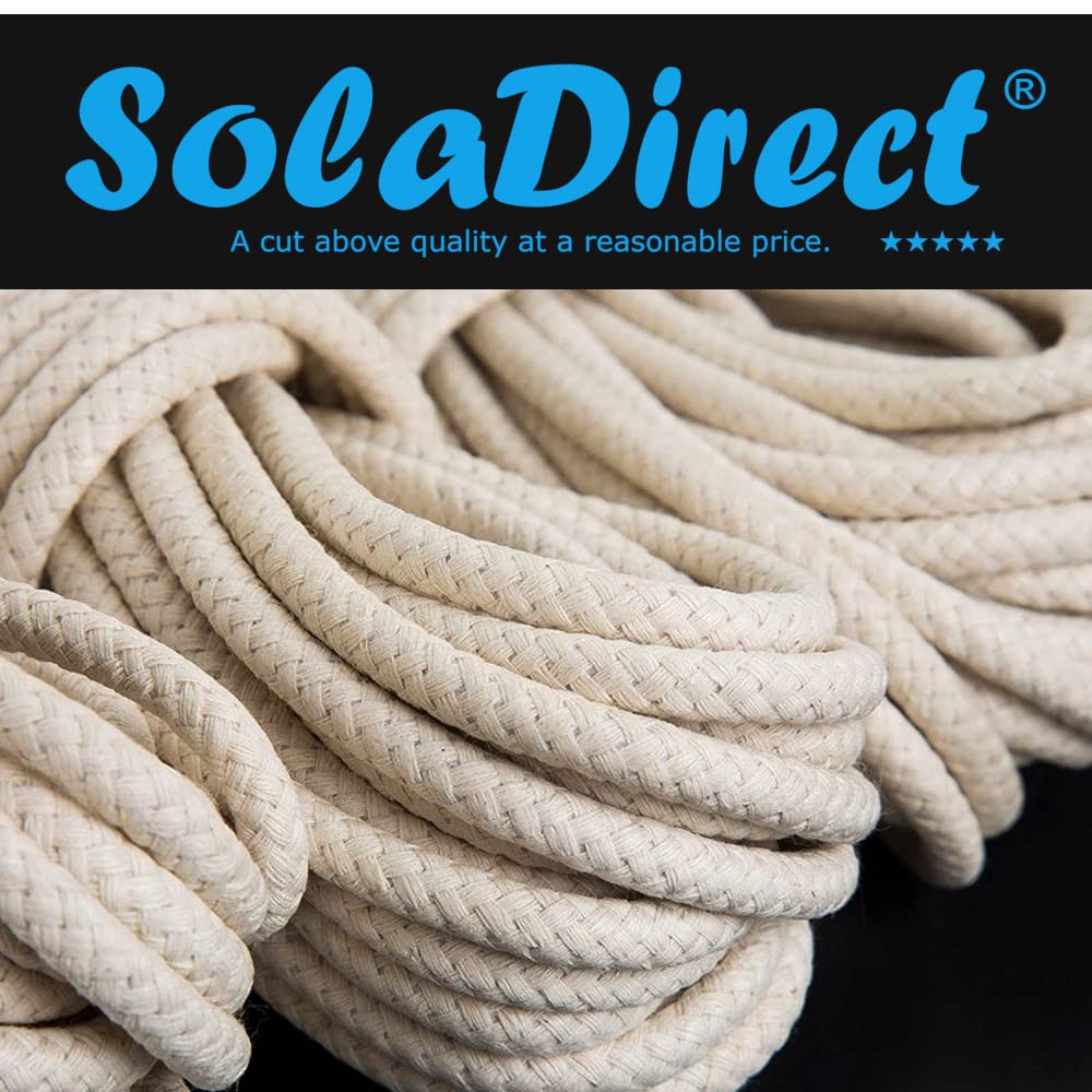 Cotton Rope, Natural Woven Cotton Thread - 100 m / 328 ft of 10 mm Thick Soft for DIY Crafts, Decking Rope, Gardening, Bundling