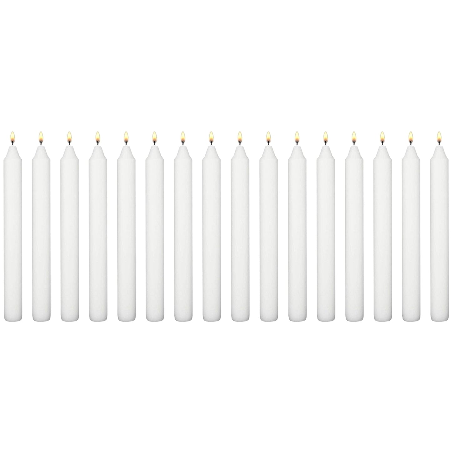 White Table Household Dinner Tapered Candles, Decorative Household Candles, 6 Hours Burning Time, 18cm / 7" Long (Pack of 16)