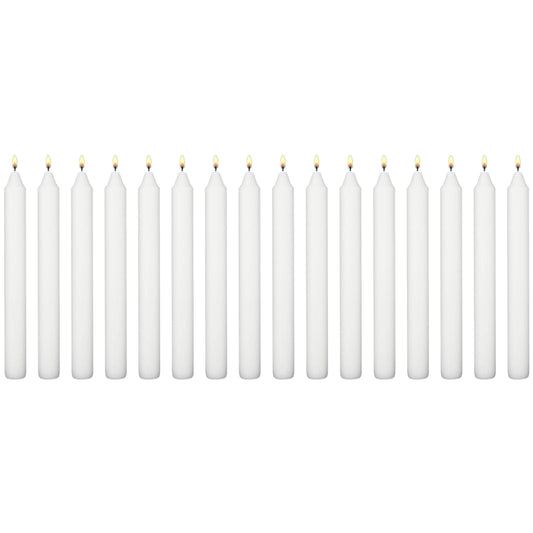 White Table Household Dinner Tapered Candles, Decorative Household Candles, 6 Hours Burning Time, 18cm / 7" Long (Pack of 16)