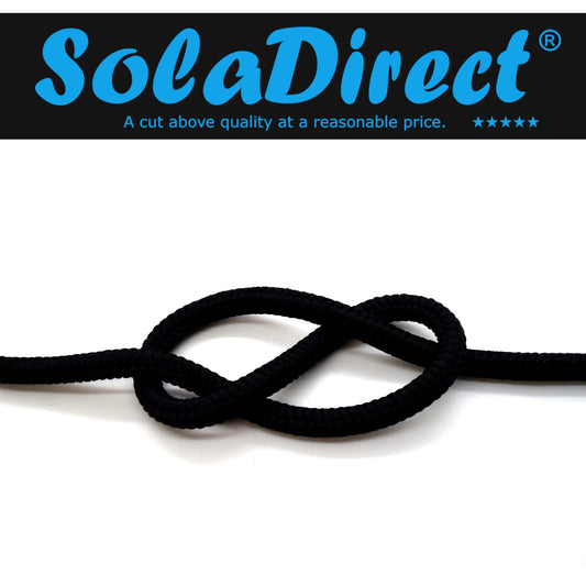 2mm x 5 metres / 16.4 ft of Black Polypropylene Rope, Solid Braided Poly Rope Cord Twine for Boating, Yachting, Camping