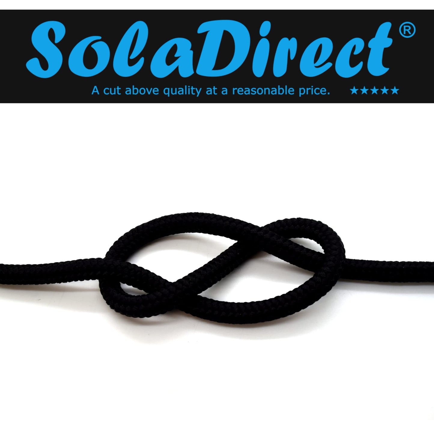 5mm x 20 metres / 65.6 ft of Black Polypropylene Rope, Solid Braided Poly Rope Cord Twine for Boating, Yachting, Camping