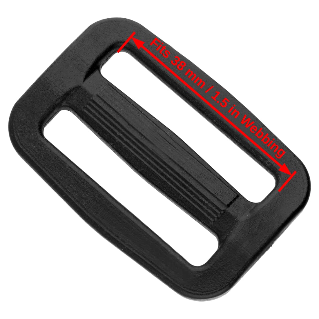 3 Bar Tri Glide Sliders Buckles Fasteners for 38 mm / 1.5 in Webbing Strap, Backpack, Bag - Black, Plastic (Pack of 5)