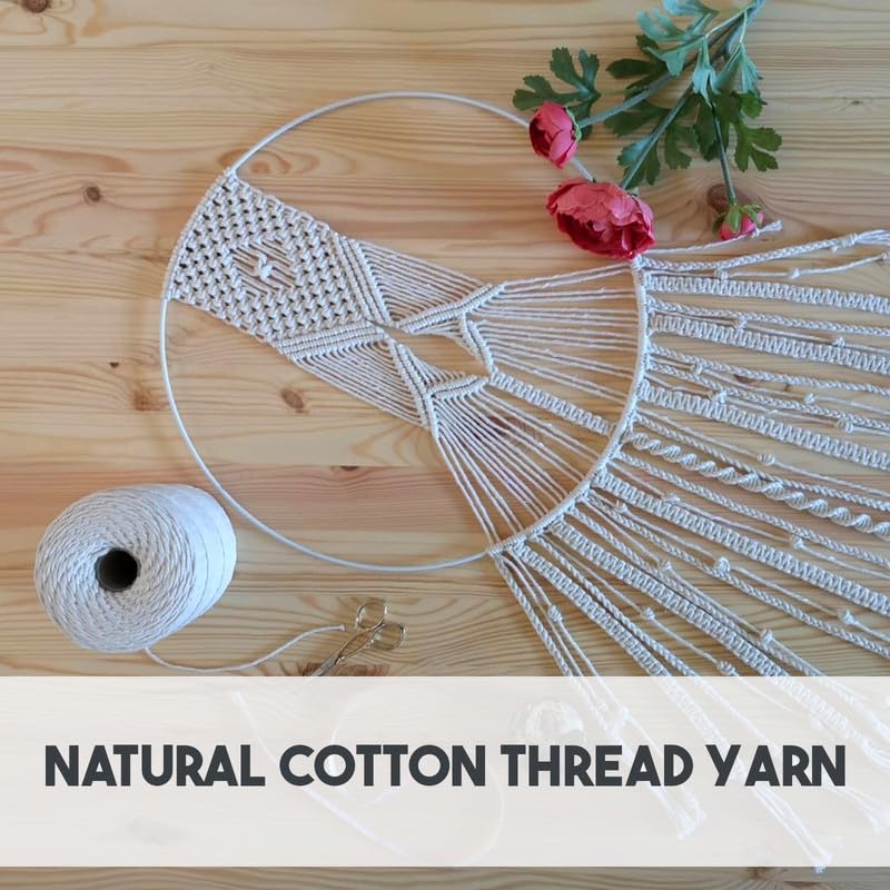 Premium Red Macrame Cord Twine, 10 m / 32 ft of 5 mm Thick Natural Cotton Thread Yarn Macrame Rope for DIY Crafts (Hank)