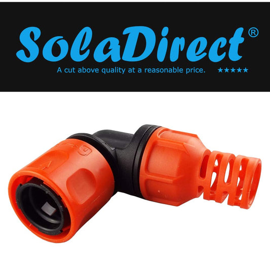 Angled Hose Connector with Hose Protector for Hose Reel Cart Prevents Kinking