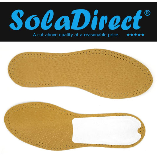 Leather Shoe Insoles Self-Adhesive Comfort Thin Leather Shoe Inserts (Brown, Size 5 UK / 38 EU)