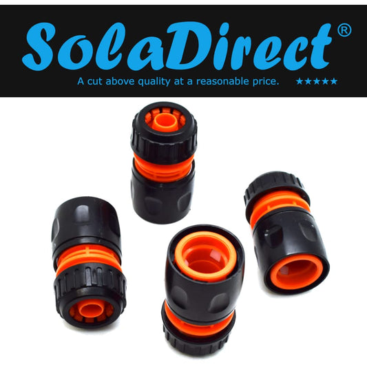 4 pack Hose End Quick Connect Fitting 1/2" Garden Hose Pipe Quick Connector (Orange / Black)