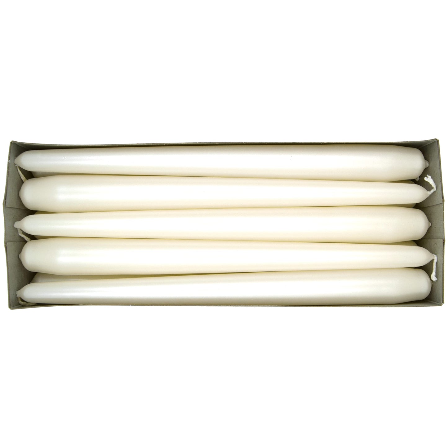 Tapered Dinner Candles, Pack of 10, Unscented, Long Burning Time, 24 cm / 9.45" (Pearl, Metallic)