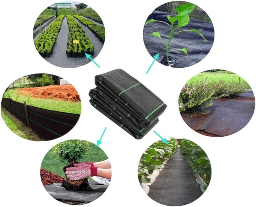 1.5 x 2 m / 4.9 x 6.5 ft Weed Control Membrane, Weed Control Woven Fabric, Ground Cover Sheet, 100 GSM, UV Stabilised
