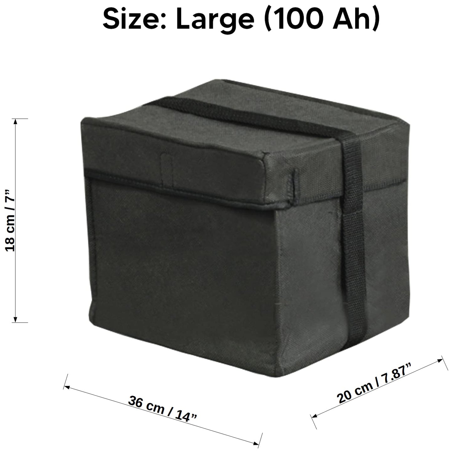 Car Battery Bag Pouch Cover Thermal Wrap Frost Protection Undersuit (Large, 36 x 20 x 18 cm / 14 x 7.87 x 7 in - 100 Ah)