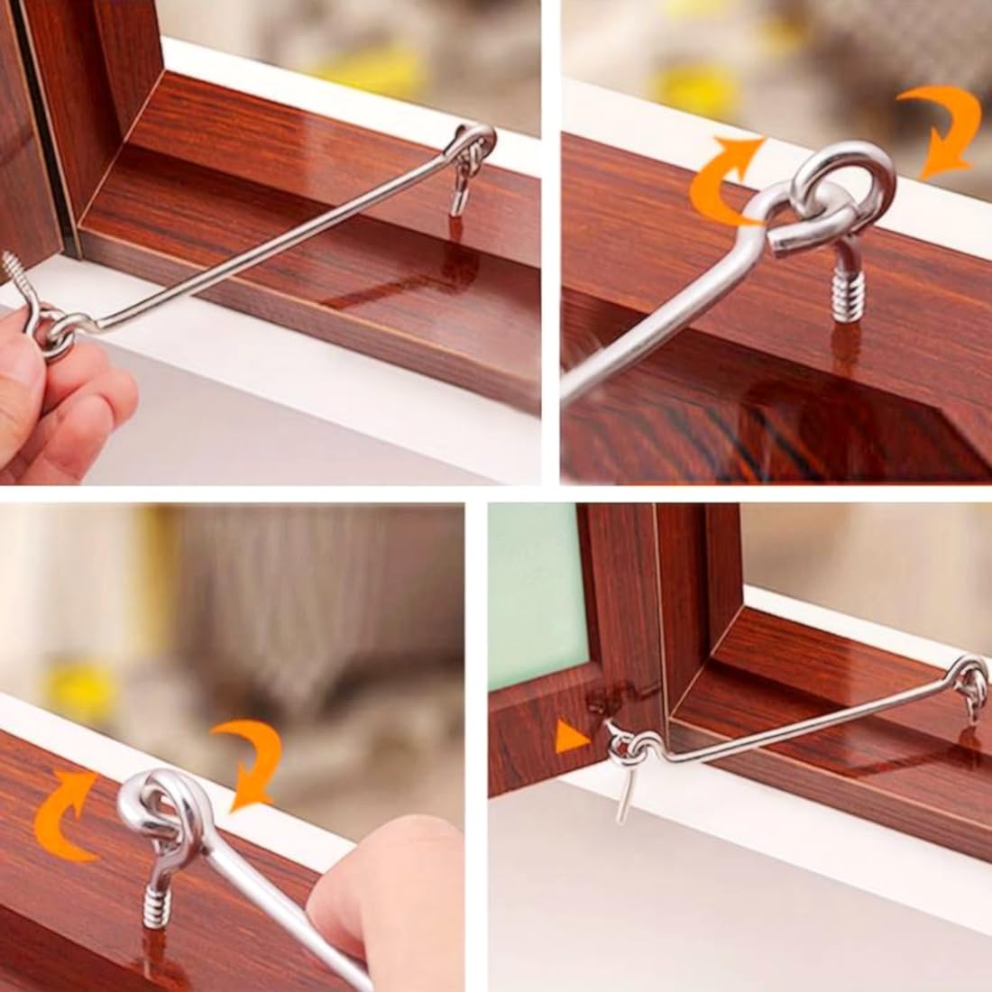 1 x Steel Cabin Hook and Hook and Eye Latch, 20cm / 8" Long, Shed Door Latch Heavy Duty, Gate Latch for Wooden Gates, Window Brace