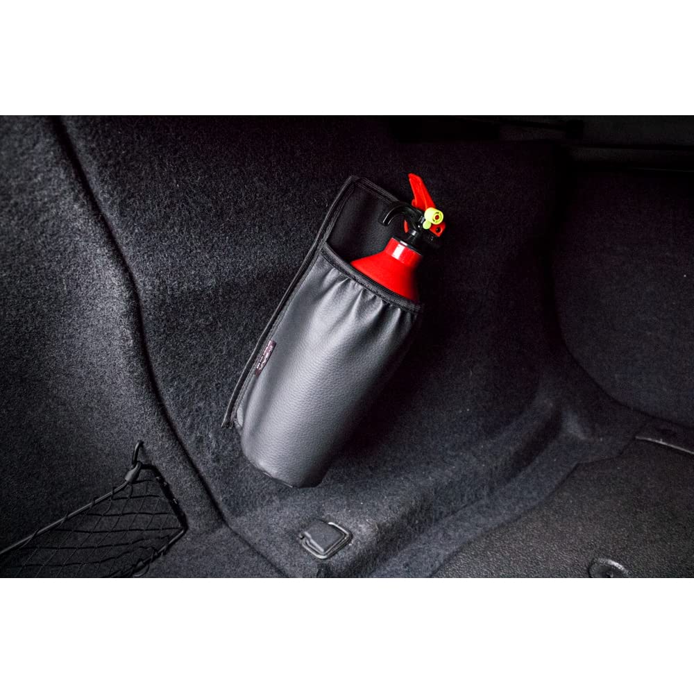 Fire Extinguisher Holder Only Universal Car Fire Extinguisher Cover Bag, Faux Leather, Easy Install with Hook & Loop Self Fastener