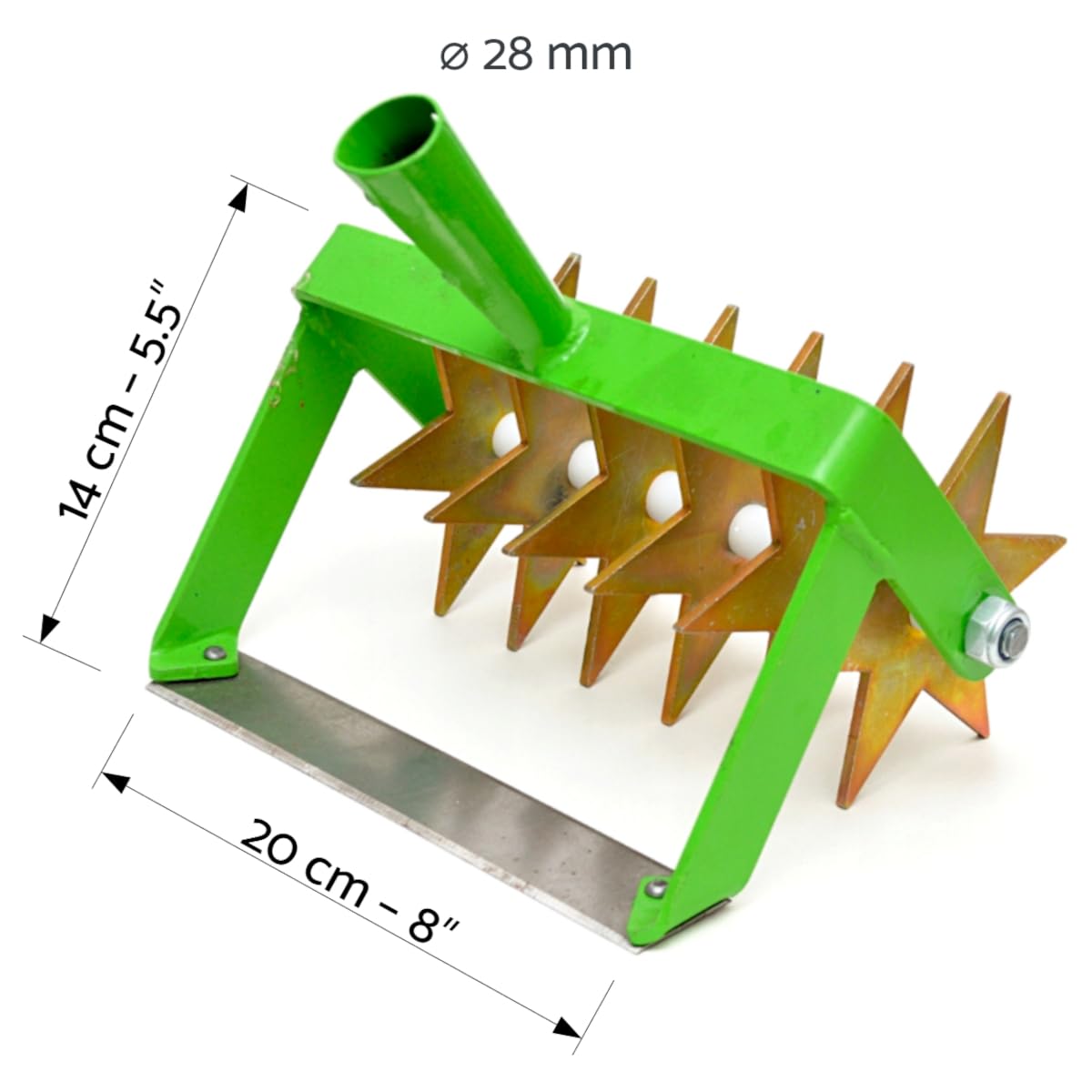 Rotary Soil Cultivator, 2-in-1 Hand Tool - Soil Rejuvenator, Hand Scarifier Head, 20 cm / 8" Wide, Gardening and Farming Tool