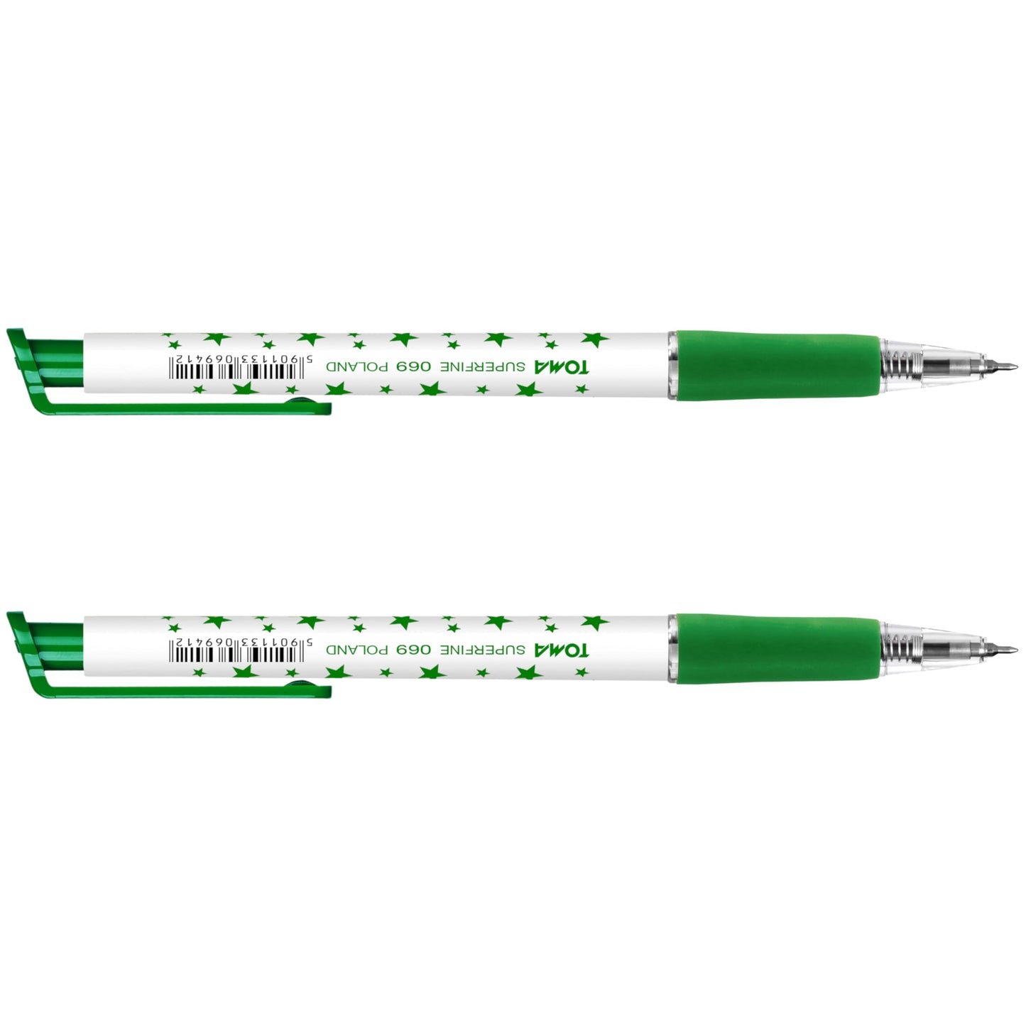 Ballpoint Pens, Retractable Smudge Free Pens, Extra Fine Point 0.5 mm, Ideal for School, Office, Everyday Use (Green, 2 Pens)