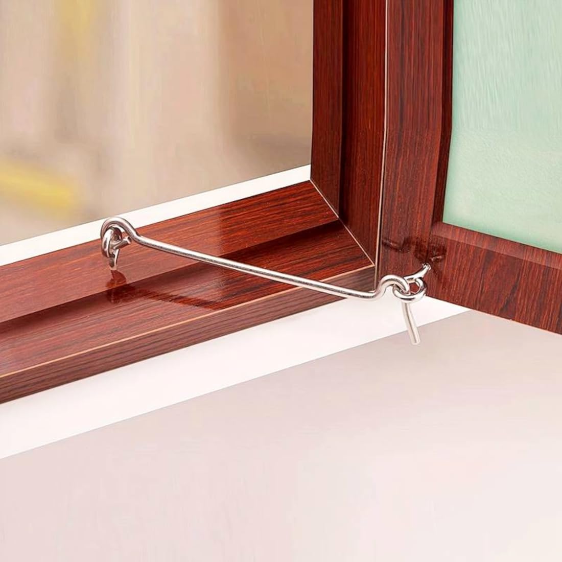 2 x Steel Cabin Hook and Hook and Eye Latch, 10cm / 4" Long, Shed Door Latch Heavy Duty, Gate Latch for Wooden Gates, Window Brace
