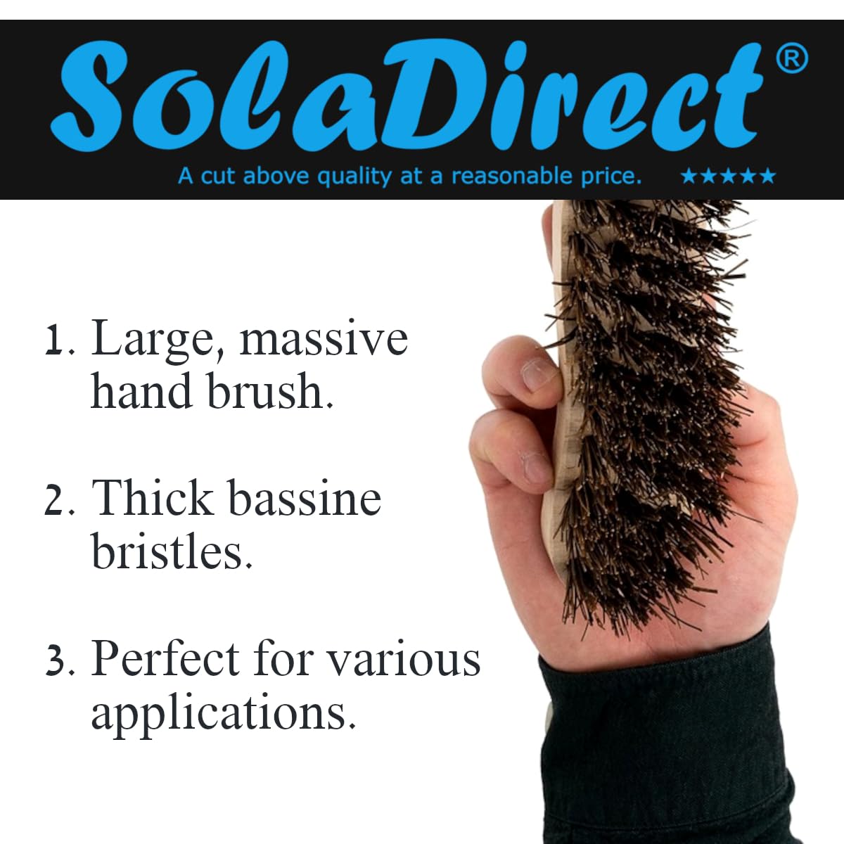 2 x Wooden Scrubbing Brush, Large Hard Bristle Brush, Stiff Bassine, Scrubbing Brush for Cleaning Hard Surfaces, Floors, Walls