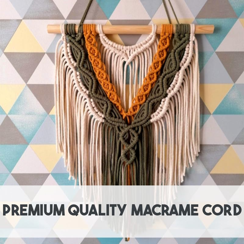 Premium Khaki Macrame Cord Twine, 300 m / 984 ft of 2 mm Thick Natural Cotton Thread Yarn Macrame Rope (Reel)