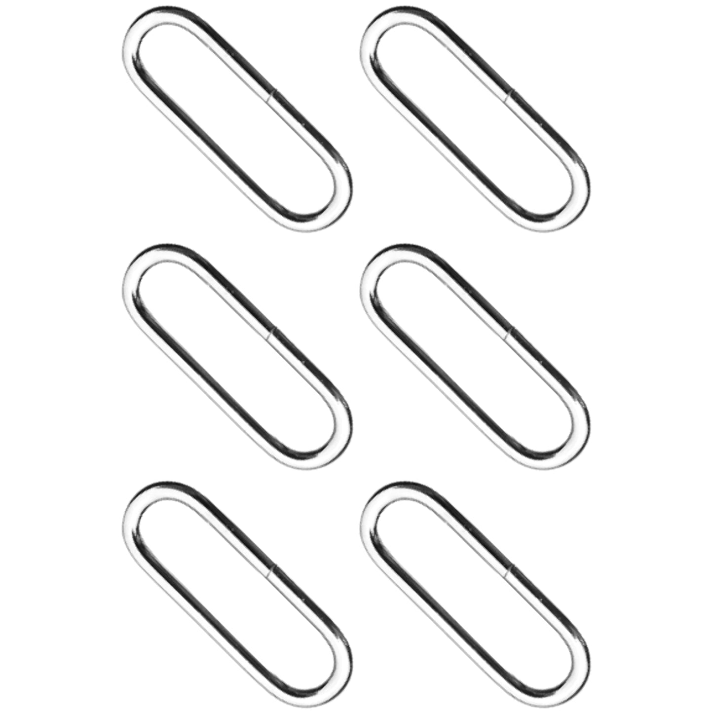 6 Pcs Buckles Set for 40 mm / 1.57" Webbing Strap, 6 x Oval Loops, Metal, Silver, Bag Making, Accessories, Straps, DIY, Crafts
