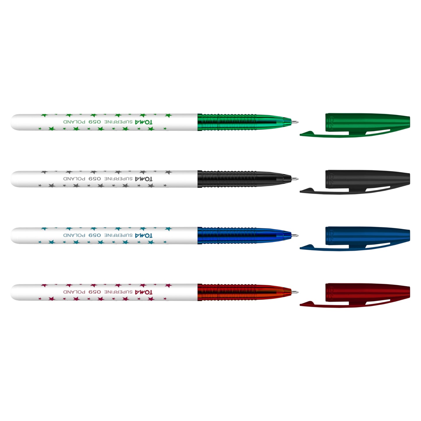 Ballpoint Pens, Smudge Free Ballpoint Pens, Extra Fine Point 0.5 mm, Ideal for School, Office (Set of 4 Colours, 4 Pens)
