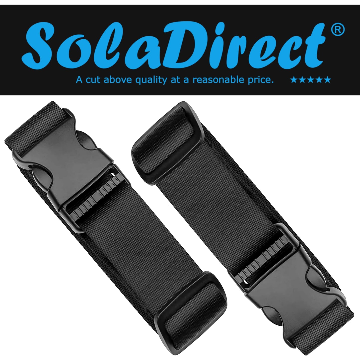 10 m / 11 yd Heavy-Duty Webbing Strap, 20 Sets Side Release Buckles and Tri-Glide Slides (25 mm / 1 inch, Black)