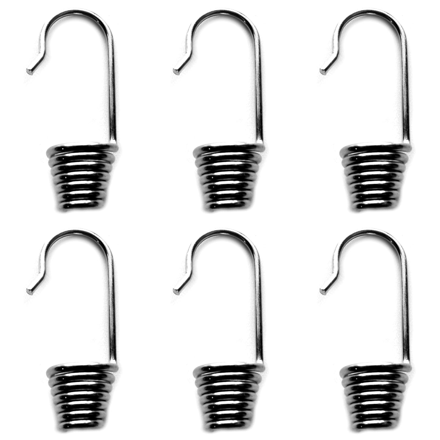 Steel Bungee Shock Cord Hook Spiral Wire Hooks End for 10 mm Elastic Rope Strapping Tape (10 mm, 24 pieces)