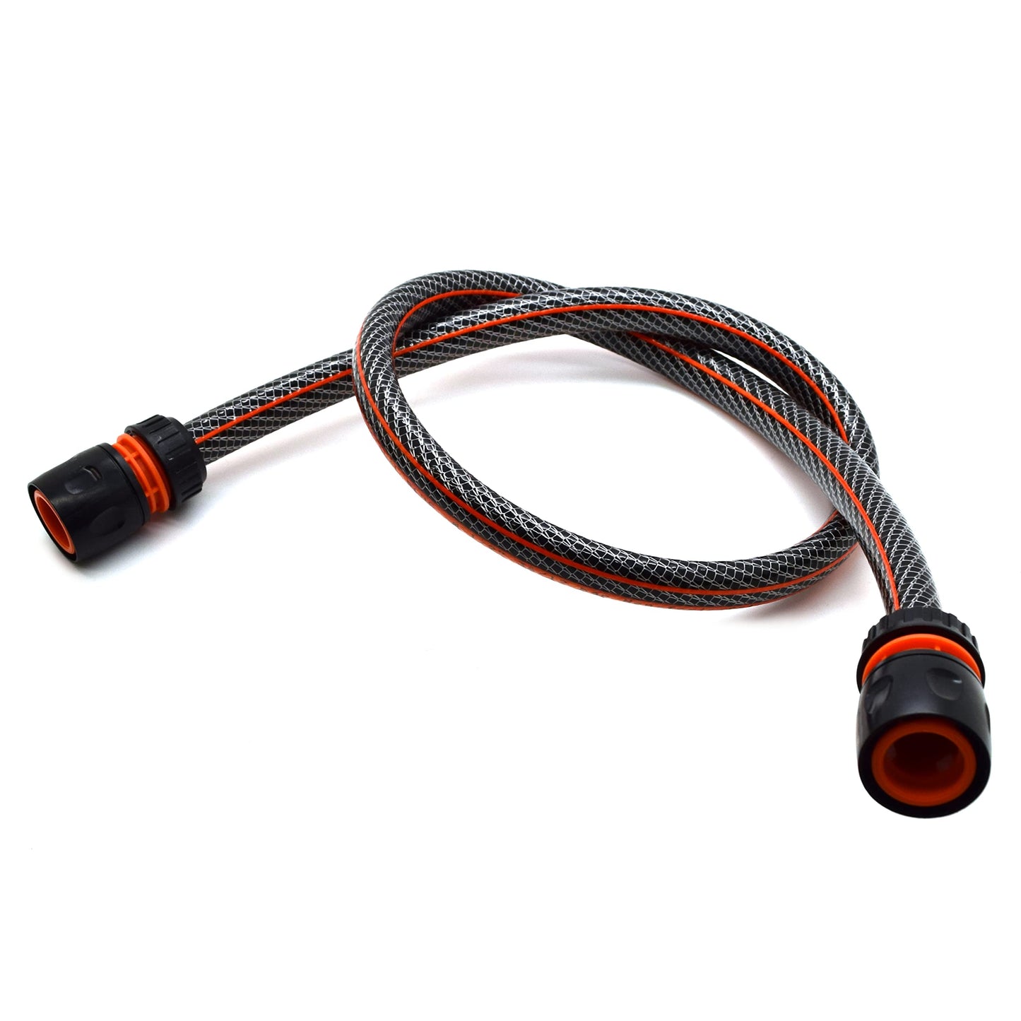 Garden Hose Pipe, Outdoor Tap to Reel Connection Set, 6 Layer Non-Toxic 1/2" Hose (Black, 2 m / 6.56 ft + 2 Quick Connectors)