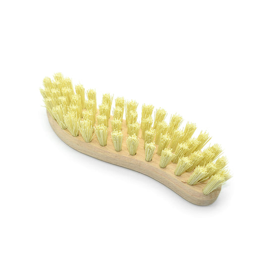 2 x Large Traditional Floor Scrubbing Brushes Hard Bristle Beech Wooden Handle Yellow Bristle