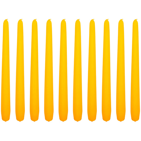 Tapered Dinner Candles, Pack of 10, Unscented, Long Burning Time, 24 cm / 9.45" (Orange, Matt)