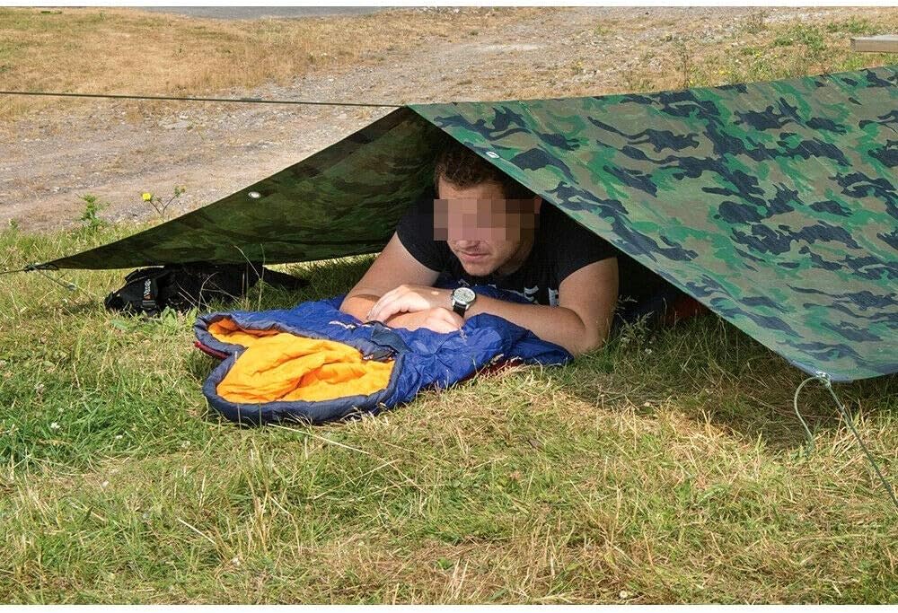 2 x 2 m Tarpaulin Cover - Camo 85GSM - Waterproof, Frost-Resistant, UV Protection, Multipurpose, Groundsheet