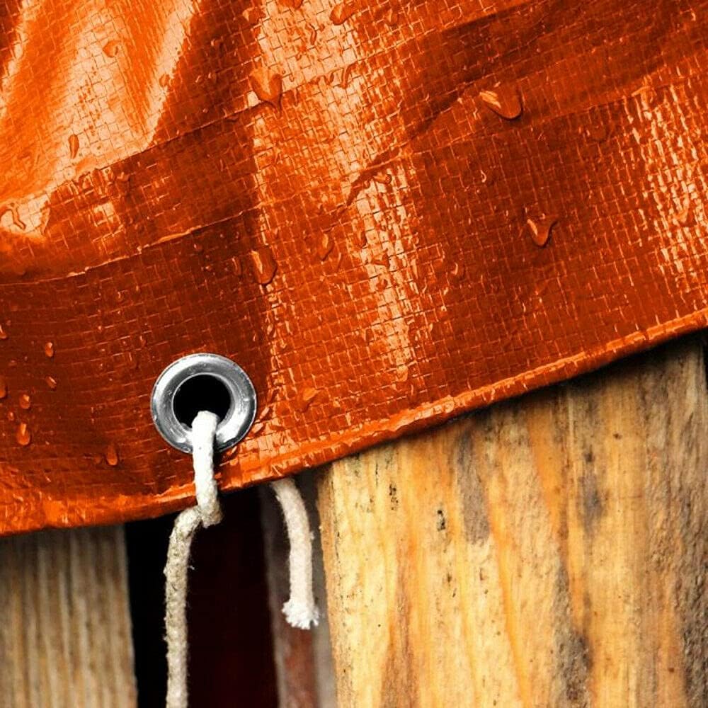 4 x 4 m Tarpaulin Cover - Orange 90GSM - Waterproof, Frost-Resistant, UV Protection, Multipurpose, Groundsheet