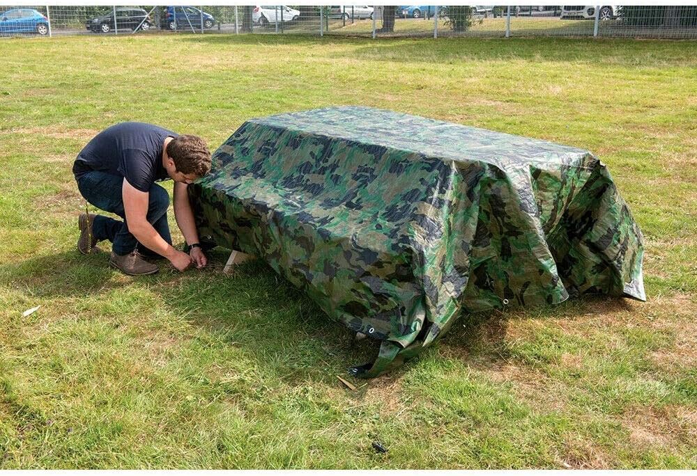 2 x 2 m Tarpaulin Cover - Camo 85GSM - Waterproof, Frost-Resistant, UV Protection, Multipurpose, Groundsheet