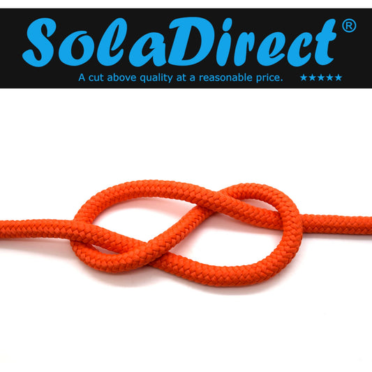 8mm x 20 metres / 65.6 ft of Orange Polypropylene Rope, Solid Braided Poly Rope Cord Twine for Boating, Yachting, Camping