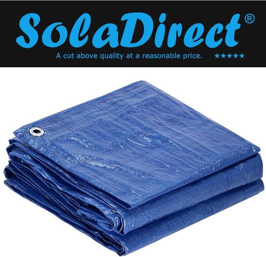 3 x 3 m Tarpaulin Cover - Blue 50GSM - Waterproof, Frost-Resistant, UV Protection, Multipurpose, Groundsheet