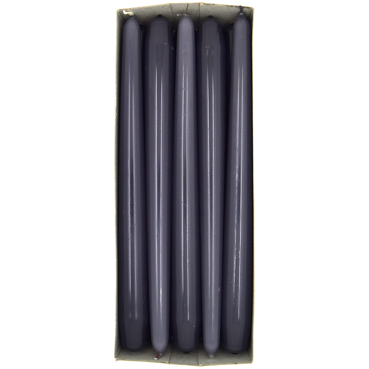 Tapered Dinner Candles, Pack of 10, Unscented, Long Burning Time, 24 cm / 9.45" (Steel Magnolias, Varnished)