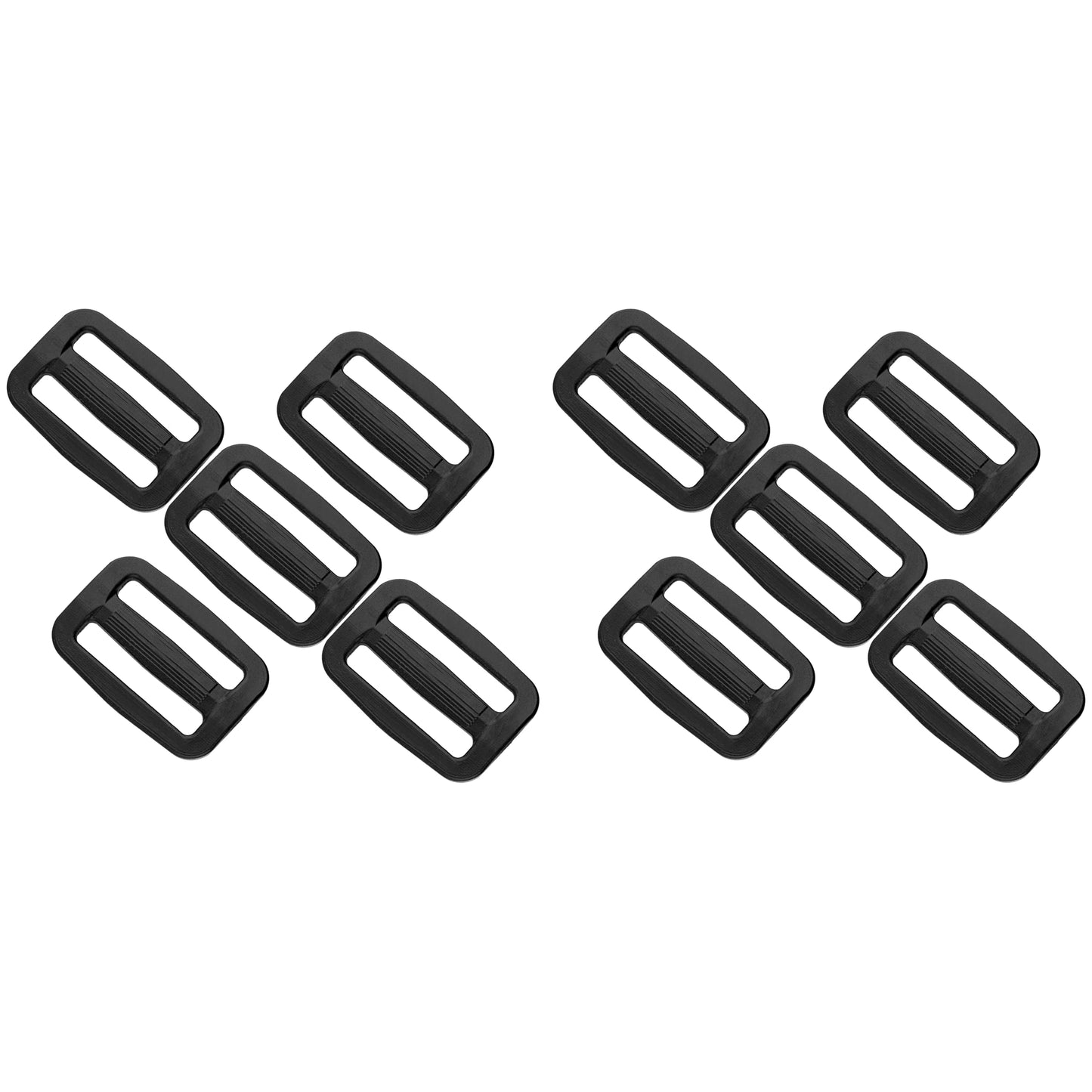 3 Bar Tri Glide Sliders Buckles Fasteners for 25 mm / 1 in Webbing Strap, Backpack, Bag - Black, Plastic (Pack of 10)