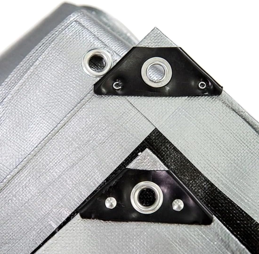3 x 3 m Heavy-Duty Tarpaulin Cover - Silver/Black 260GSM - Waterproof, Frost-Resistant, UV Protection, Multipurpose, Groundsheet