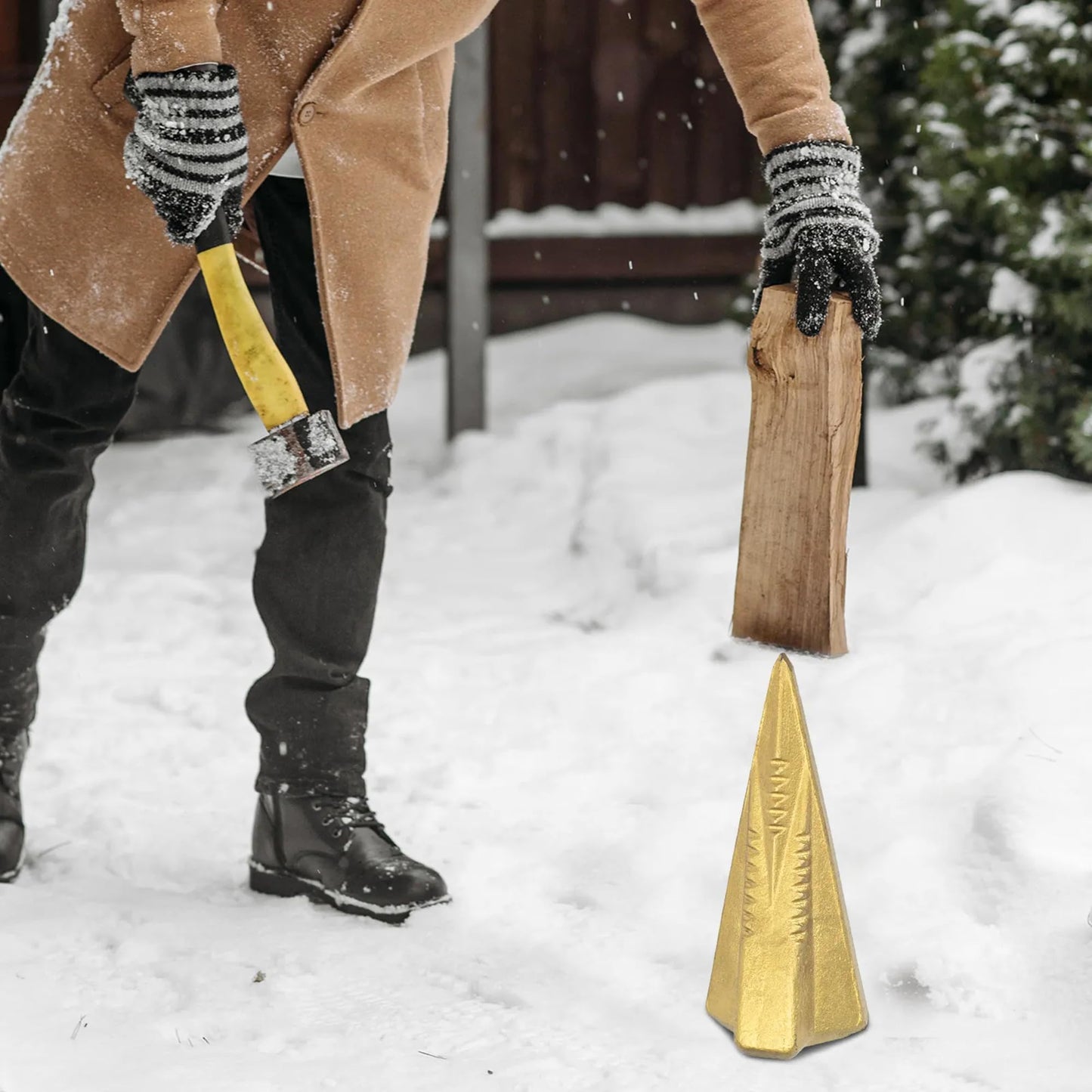 Log Splitter Wedge, 2.0 KG / 4.4 LBS, Wood Splitting Wedge, Diamond Shaped Wedge, 4-Direction Steel Splitting Wedge, Wood Splitter