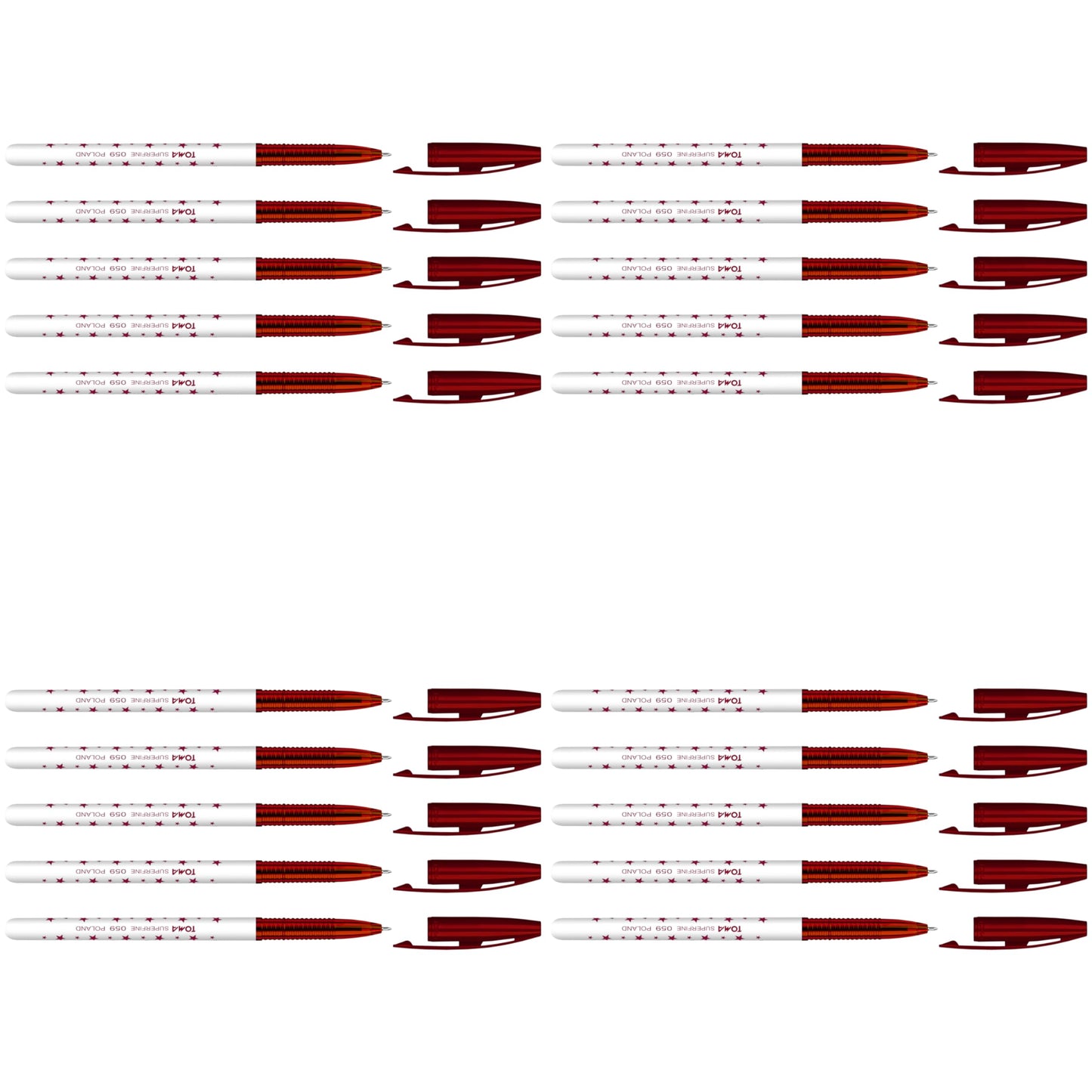Ballpoint Pens, Smudge Free Ballpoint Pens, Extra Fine Point 0.5 mm, Ideal for School, Office, Everyday Use (Red, 20 Pens)