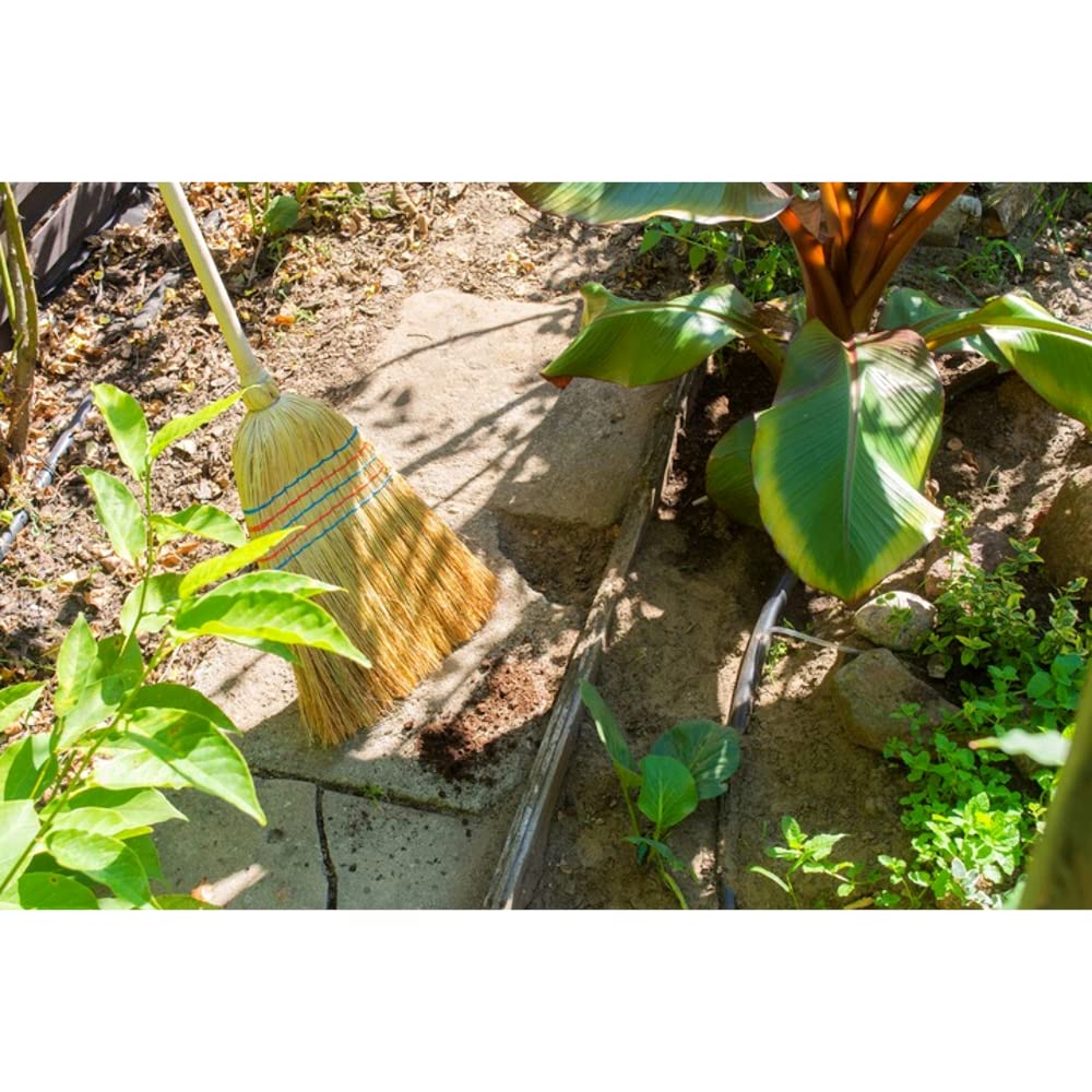 Traditional Wooden Straw Corn Broom 150 cm / 59 in Natural Garden Yard Stable Sweeping American Style Brush