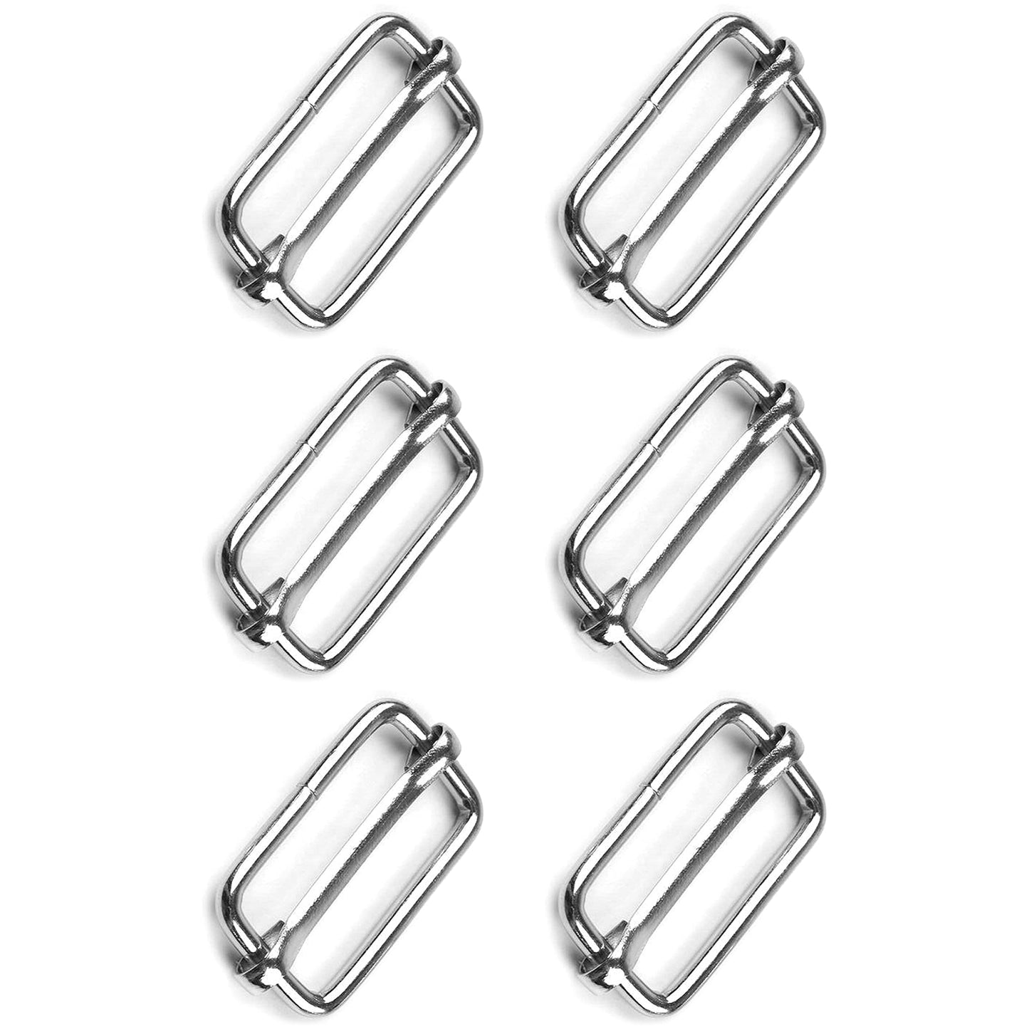 6 Pcs Buckles Set for 25 mm / 1" Webbing Strap, 6 x Triglide Sliders, Metal, Silver, Bag Making, Accessories, Straps, DIY, Crafts