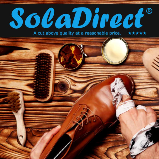 Set of Shoe Polish Applicator Brush & Shoe Buffing Brush - 100% Horsehair Bristles for Leather Boots, Shoes & Bags - Easy Grip