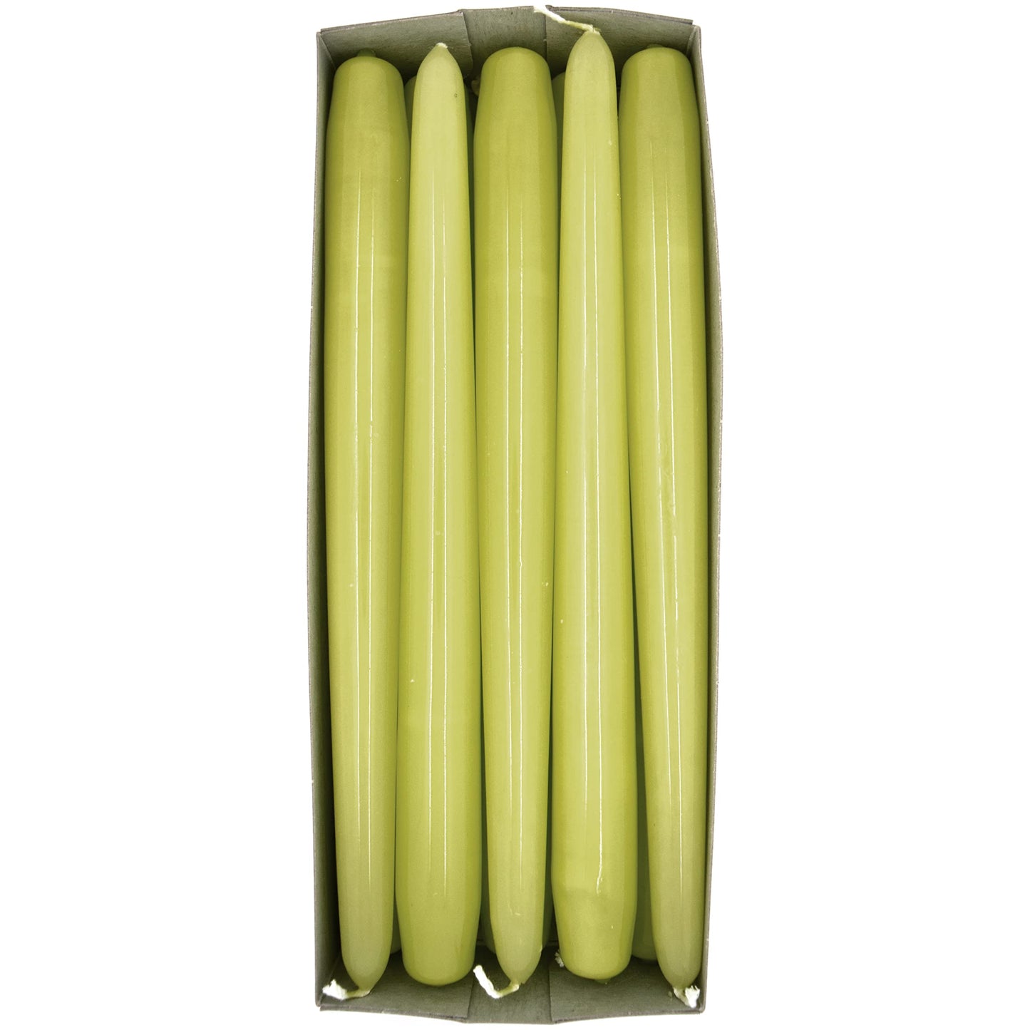 Tapered Dinner Candles, Pack of 10, Unscented, Long Burning Time, 24 cm / 9.45" (Pistachio, Varnished)
