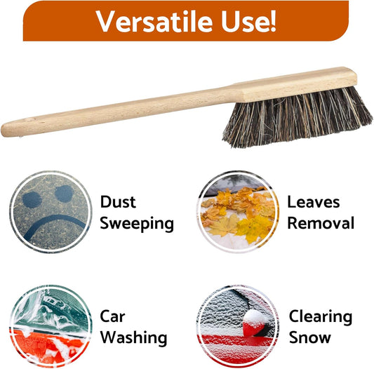 Durable Car and Household Brush with Wooden Handle - 69 cm Long Anti-Static Blend of Natural and Synthetic Bristles