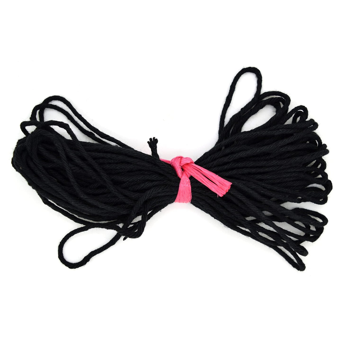 Premium Black Macrame Cord Twine, 20 m / 65 ft of 5 mm Thick Natural Cotton Thread Yarn Macrame Rope for DIY Crafts (Hank)