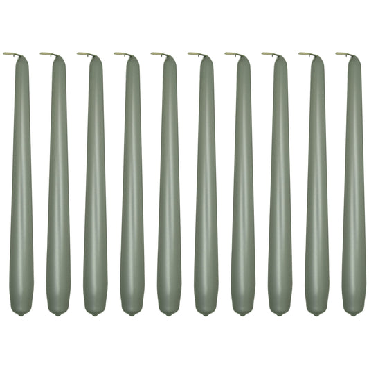 Tapered Dinner Candles, Pack of 10, Unscented, Long Burning Time, 24 cm / 9.45" (Silver, Metallic)