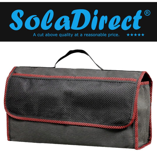 Car Boot Organiser Bag Anti Slip Foldable for Boot Storage Case Tool Bag Boot Tidy Bag, Suitable for All Vehicles, Black & Red (M)