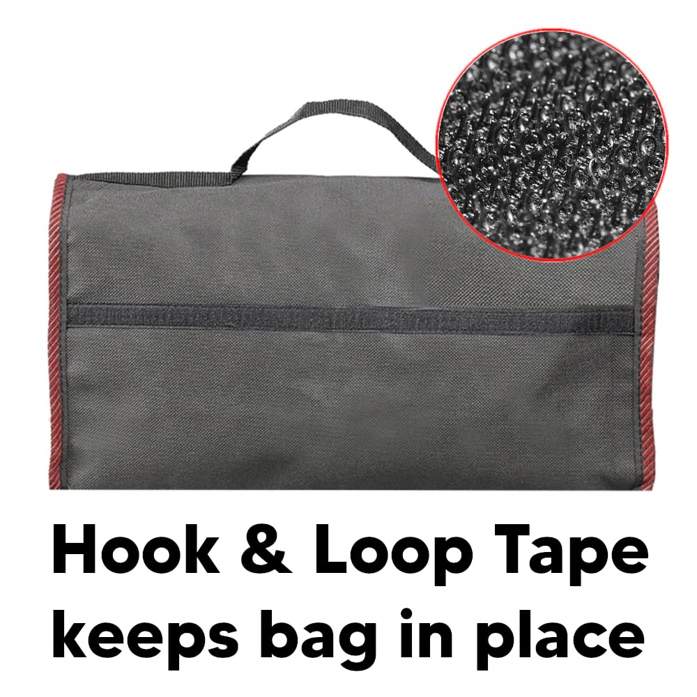 Car Boot Organiser Bag Anti Slip Foldable for Boot Storage Case Tool Bag Boot Tidy Bag, Suitable for All Vehicles, Black & Red (M)