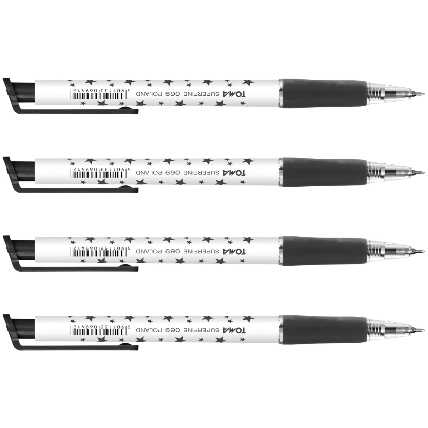 Ballpoint Pens, Retractable Smudge Free Pens, Extra Fine Point 0.5 mm, Ideal for School, Office, Everyday Use (Black, 4 Pens)